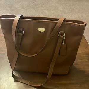 Brown leather Coach tote